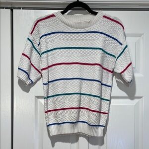 Vintage‎ Unbranded Womens Striped Knit Sweater Size M Y2K Preppy 90s Old Money